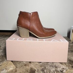 JustFab Tan Ankle Booties